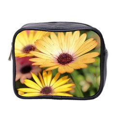 Yellow Flowers Mini Toiletries Bag (two Sides) by Sparkle