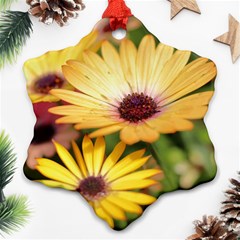 Yellow Flowers Snowflake Ornament (two Sides) by Sparkle