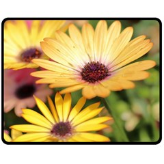 Yellow Flowers Double Sided Fleece Blanket (medium)  by Sparkle