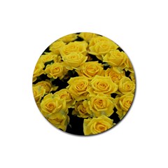 Yellow Roses Rubber Round Coaster (4 Pack)  by Sparkle