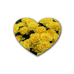 Yellow Roses Rubber Coaster (heart)  by Sparkle