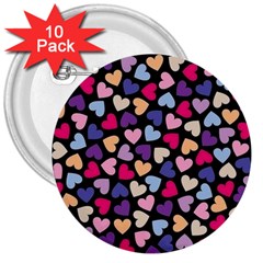 Colorful Love 3  Buttons (10 Pack) 