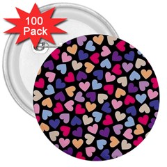 Colorful Love 3  Buttons (100 Pack)  by Sparkle