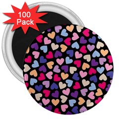 Colorful Love 3  Magnets (100 Pack) by Sparkle