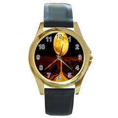 Moon Road Round Gold Metal Watch by Sparkle