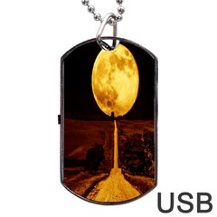 Moon Road Dog Tag Usb Flash (one Side) by Sparkle