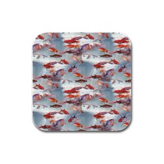 Golden Fishes Rubber Square Coaster (4 pack) 