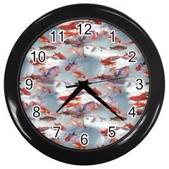 Golden Fishes Wall Clock (Black)