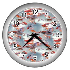 Golden Fishes Wall Clock (Silver)