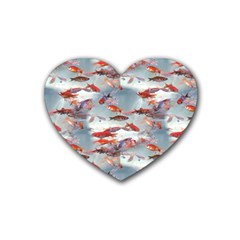 Golden Fishes Rubber Coaster (heart)  by Sparkle