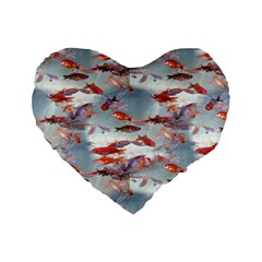 Golden Fishes Standard 16  Premium Heart Shape Cushions