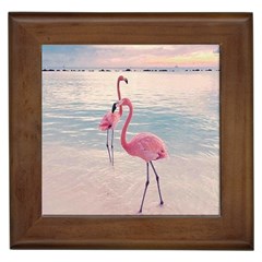 Flamingos Beach Framed Tile by Sparkle