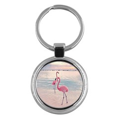 Flamingos Beach Key Chain (round) by Sparkle