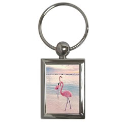 Flamingos Beach Key Chain (rectangle) by Sparkle