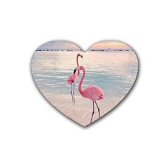 Flamingos Beach Heart Coaster (4 Pack)  by Sparkle