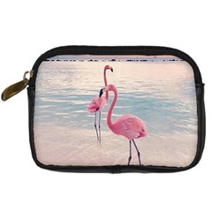 Flamingos Beach Digital Camera Leather Case by Sparkle