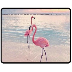 Flamingos Beach Fleece Blanket (medium)  by Sparkle