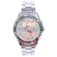 Flamingos Beach Stainless Steel Analogue Watch by Sparkle