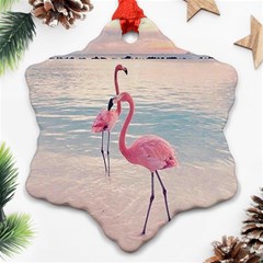 Flamingos Beach Snowflake Ornament (two Sides) by Sparkle