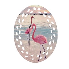 Flamingos Beach Ornament (oval Filigree) by Sparkle