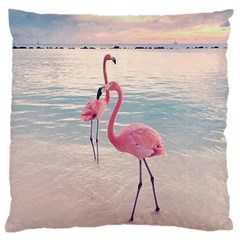 Flamingos Beach Large Cushion Case (one Side) by Sparkle