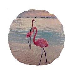 Flamingos Beach Standard 15  Premium Round Cushions by Sparkle