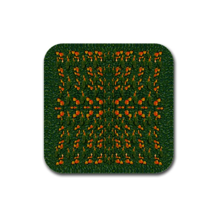 Sakura Tulips Giving Fruit In The Festive Temple Forest Rubber Square Coaster (4 pack) 