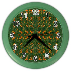 Sakura Tulips Giving Fruit In The Festive Temple Forest Color Wall Clock by pepitasart