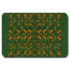 Sakura Tulips Giving Fruit In The Festive Temple Forest Large Doormat  by pepitasart