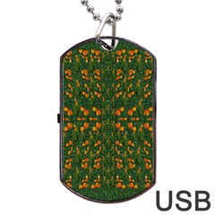 Sakura Tulips Giving Fruit In The Festive Temple Forest Dog Tag Usb Flash (one Side) by pepitasart