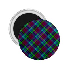 Purple, Green Tartan, Retro Buffalo Plaid Pattern, Classic Tiled Theme 2 25  Magnets by Casemiro