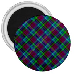 Purple, Green Tartan, Retro Buffalo Plaid Pattern, Classic Tiled Theme 3  Magnets by Casemiro