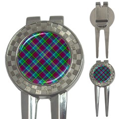 Purple, Green Tartan, Retro Buffalo Plaid Pattern, Classic Tiled Theme 3-in-1 Golf Divots by Casemiro