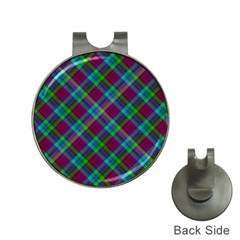 Purple, Green Tartan, Retro Buffalo Plaid Pattern, Classic Tiled Theme Hat Clips With Golf Markers by Casemiro