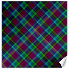 Purple, Green Tartan, Retro Buffalo Plaid Pattern, Classic Tiled Theme Canvas 12  X 12  by Casemiro