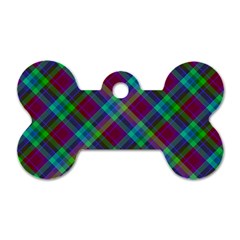 Purple, Green Tartan, Retro Buffalo Plaid Pattern, Classic Tiled Theme Dog Tag Bone (two Sides) by Casemiro