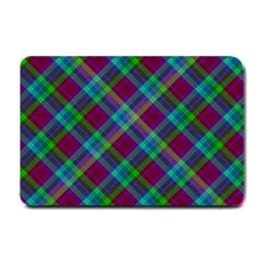 Purple, Green Tartan, Retro Buffalo Plaid Pattern, Classic Tiled Theme Small Doormat  by Casemiro