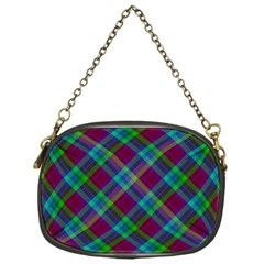 Purple, Green Tartan, Retro Buffalo Plaid Pattern, Classic Tiled Theme Chain Purse (one Side) by Casemiro