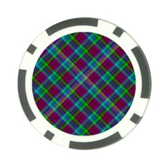 Purple, Green Tartan, Retro Buffalo Plaid Pattern, Classic Tiled Theme Poker Chip Card Guard (10 Pack) by Casemiro