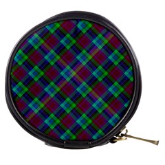 Purple, Green Tartan, Retro Buffalo Plaid Pattern, Classic Tiled Theme Mini Makeup Bag by Casemiro