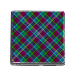 Purple, Green Tartan, Retro Buffalo Plaid Pattern, Classic Tiled Theme Memory Card Reader (square 5 Slot) by Casemiro