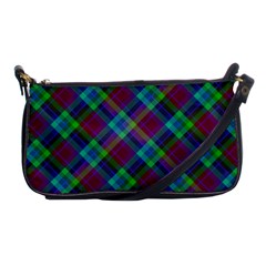 Purple, Green Tartan, Retro Buffalo Plaid Pattern, Classic Tiled Theme Shoulder Clutch Bag by Casemiro