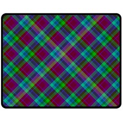 Purple, Green Tartan, Retro Buffalo Plaid Pattern, Classic Tiled Theme Fleece Blanket (medium)  by Casemiro