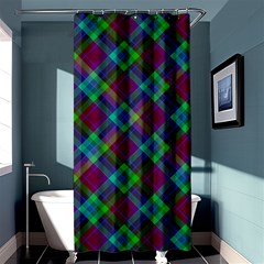 Purple, Green Tartan, Retro Buffalo Plaid Pattern, Classic Tiled Theme Shower Curtain 36  X 72  (stall)  by Casemiro