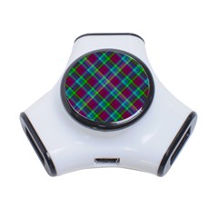 Purple, Green Tartan, Retro Buffalo Plaid Pattern, Classic Tiled Theme 3-port Usb Hub by Casemiro