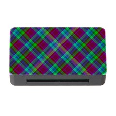 Purple, Green Tartan, Retro Buffalo Plaid Pattern, Classic Tiled Theme Memory Card Reader With Cf by Casemiro