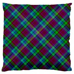 Purple, Green Tartan, Retro Buffalo Plaid Pattern, Classic Tiled Theme Large Cushion Case (two Sides) by Casemiro