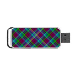 Purple, Green Tartan, Retro Buffalo Plaid Pattern, Classic Tiled Theme Portable Usb Flash (one Side) by Casemiro