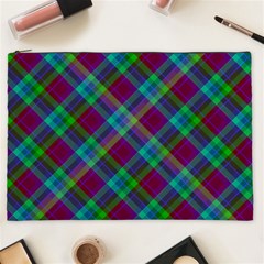 Purple, Green Tartan, Retro Buffalo Plaid Pattern, Classic Tiled Theme Cosmetic Bag (xxl) by Casemiro