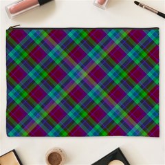 Purple, Green Tartan, Retro Buffalo Plaid Pattern, Classic Tiled Theme Cosmetic Bag (xxxl) by Casemiro